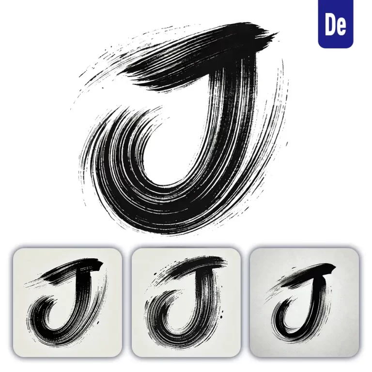 dalle prompt J letter Chinese brush stroke black ink hand drawing vector