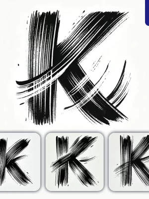 Dalle Prompt K Letter Chinese Brush Stroke Black Ink Hand Drawing Vector