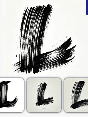 Dalle Prompt L Letter Chinese Brush Stroke Black Ink Hand Drawing Vector