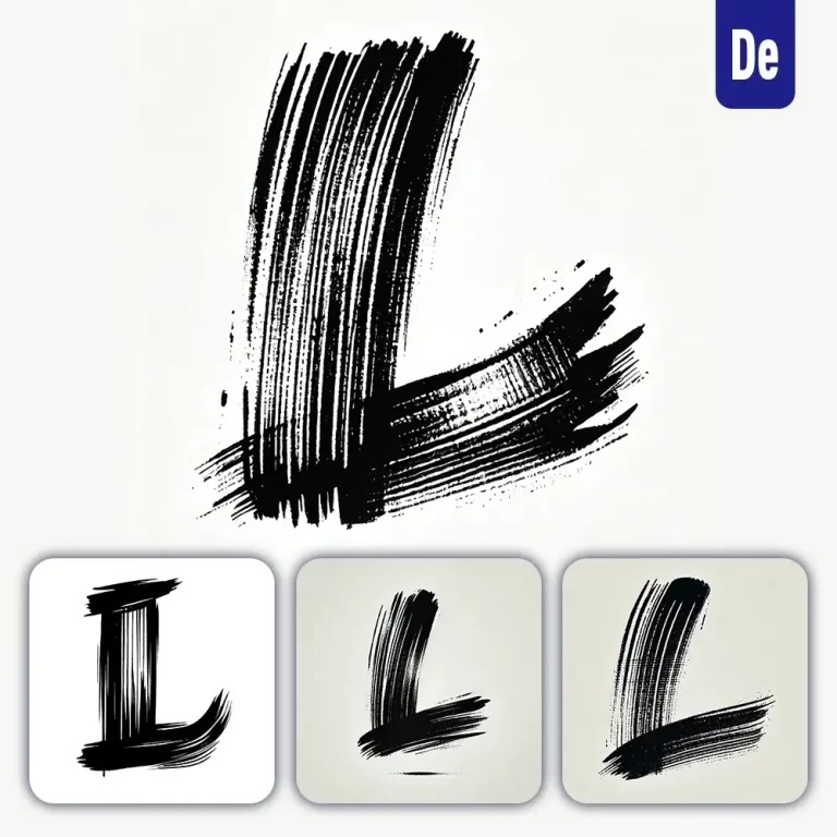 dalle prompt L letter Chinese brush stroke black ink hand drawing vector