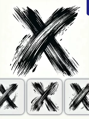 Dalle Prompt X Letter Chinese Brush Stroke Black Ink Hand Drawing Vector