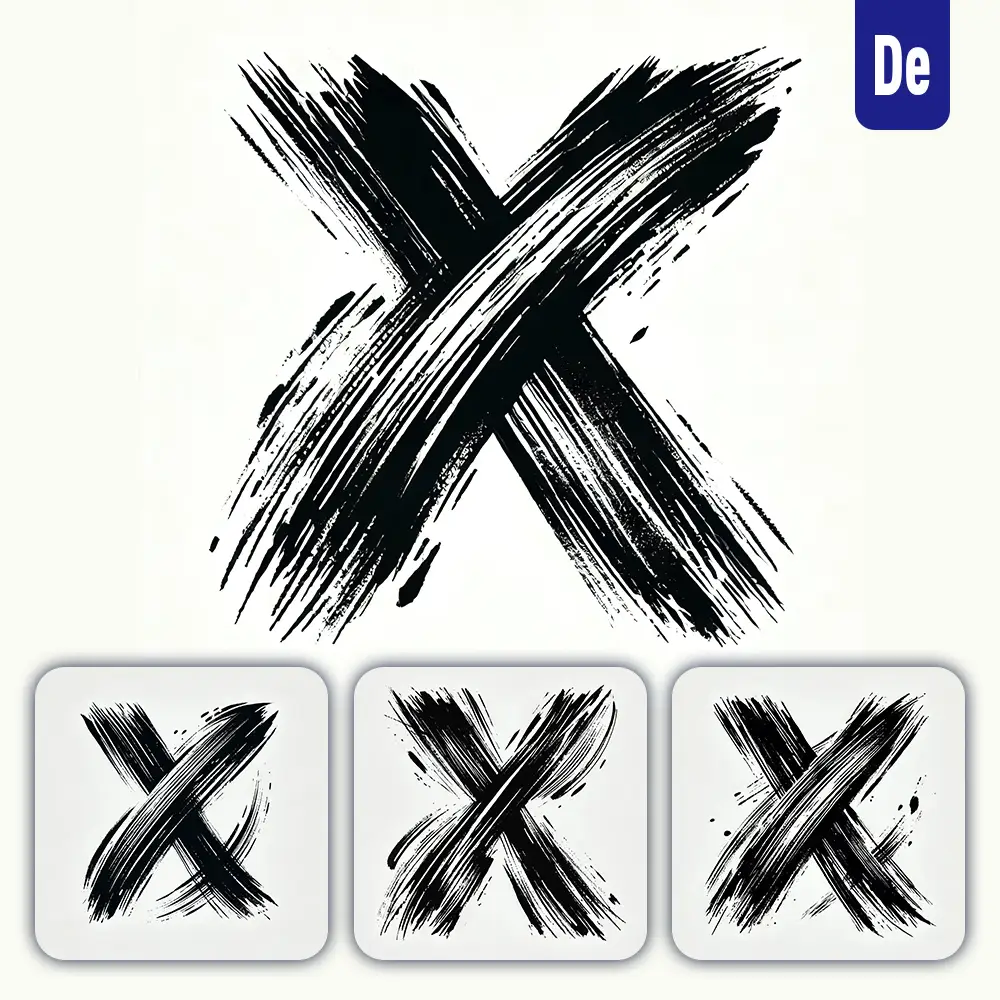 Dalle Prompt X Letter Chinese Brush Stroke Black Ink Hand Drawing Vector