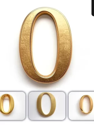 Grok Prompt 0 Number Logo 3d Rendering Gold Golden Metal