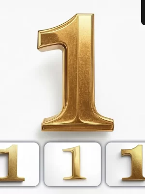 Grok Prompt 1 Number Logo 3d Rendering Gold Golden Metal