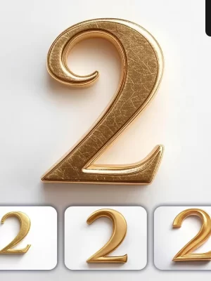 Grok Prompt 2 Number Logo 3d Rendering Gold Golden Metal