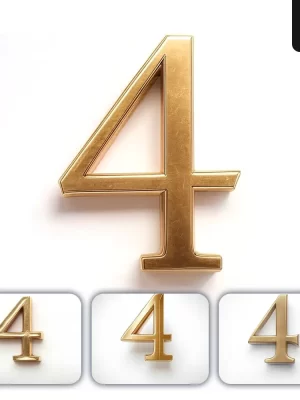 Grok Prompt 4 Number Logo 3d Rendering Gold Golden Metal