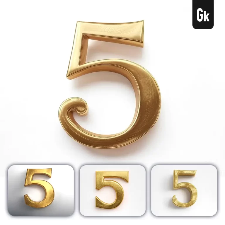 grok prompt 5 number logo 3D rendering gold golden metal