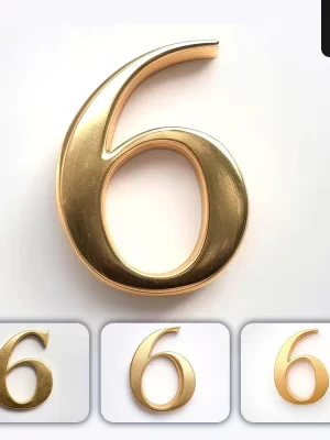 Grok Prompt 6 Number Logo 3d Rendering Gold Golden Metal