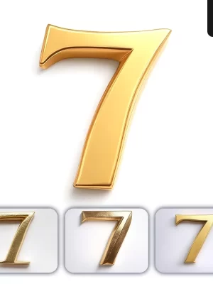 Grok Prompt 7 Number Logo 3d Rendering Gold Golden Metal