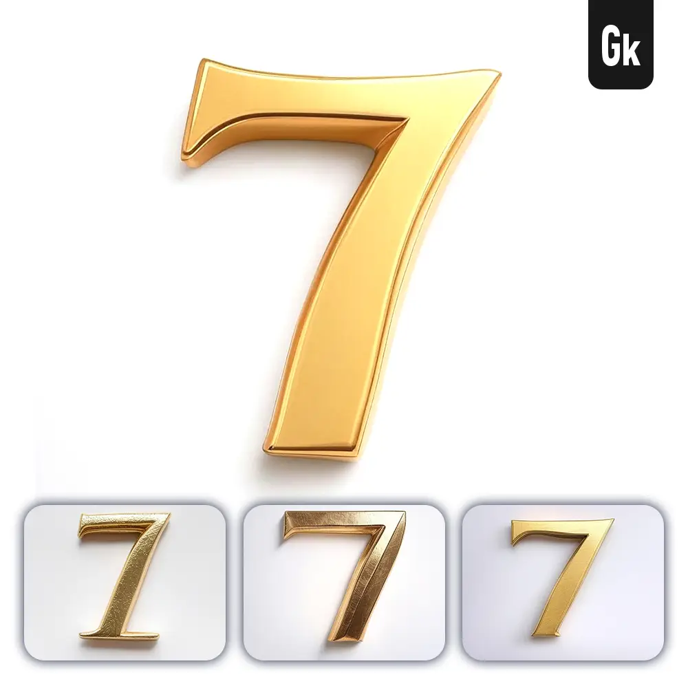 Grok Prompt 7 Number Logo 3d Rendering Gold Golden Metal