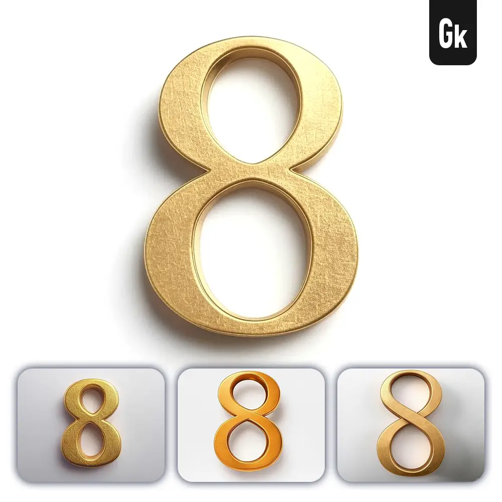 Grok Prompt 8 Number Logo 3d Rendering Gold Golden Metal