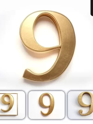 Grok Prompt 9 Number Logo 3d Rendering Gold Golden Metal