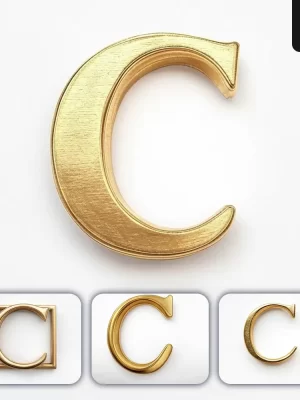 Grok Prompt C Letter Logo 3d Rendering Gold Golden Metal