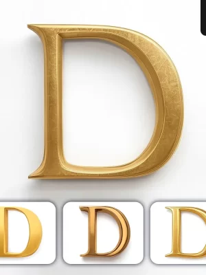 Grok Prompt D Letter Logo 3d Rendering Gold Golden Metal