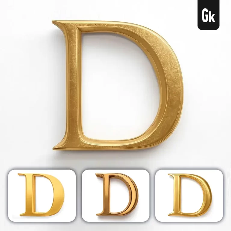 grok prompt D letter logo 3D rendering gold golden metal