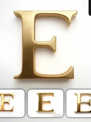 Grok Prompt E Letter Logo 3d Rendering Gold Golden Metal