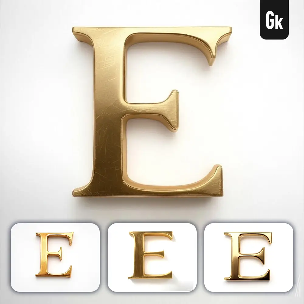 Grok Prompt E Letter Logo 3d Rendering Gold Golden Metal