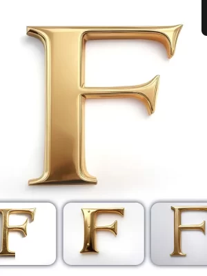 Grok Prompt F Letter Logo 3d Rendering Gold Golden Metal