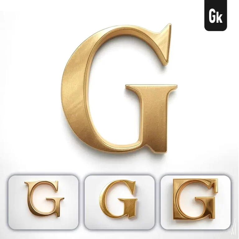 grok prompt G letter logo 3D rendering gold golden metal