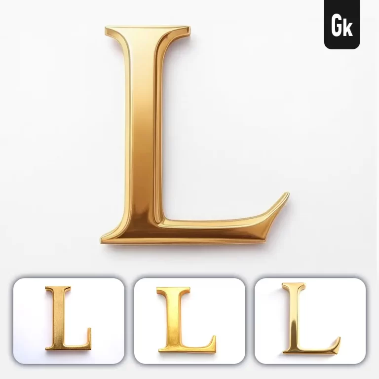 grok prompt L letter logo 3D rendering gold golden metal