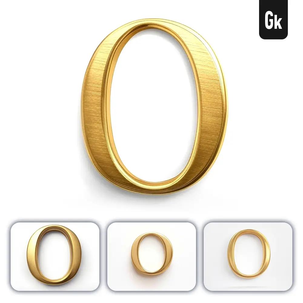 Grok Prompt O Letter Logo 3d Rendering Gold Golden Metal