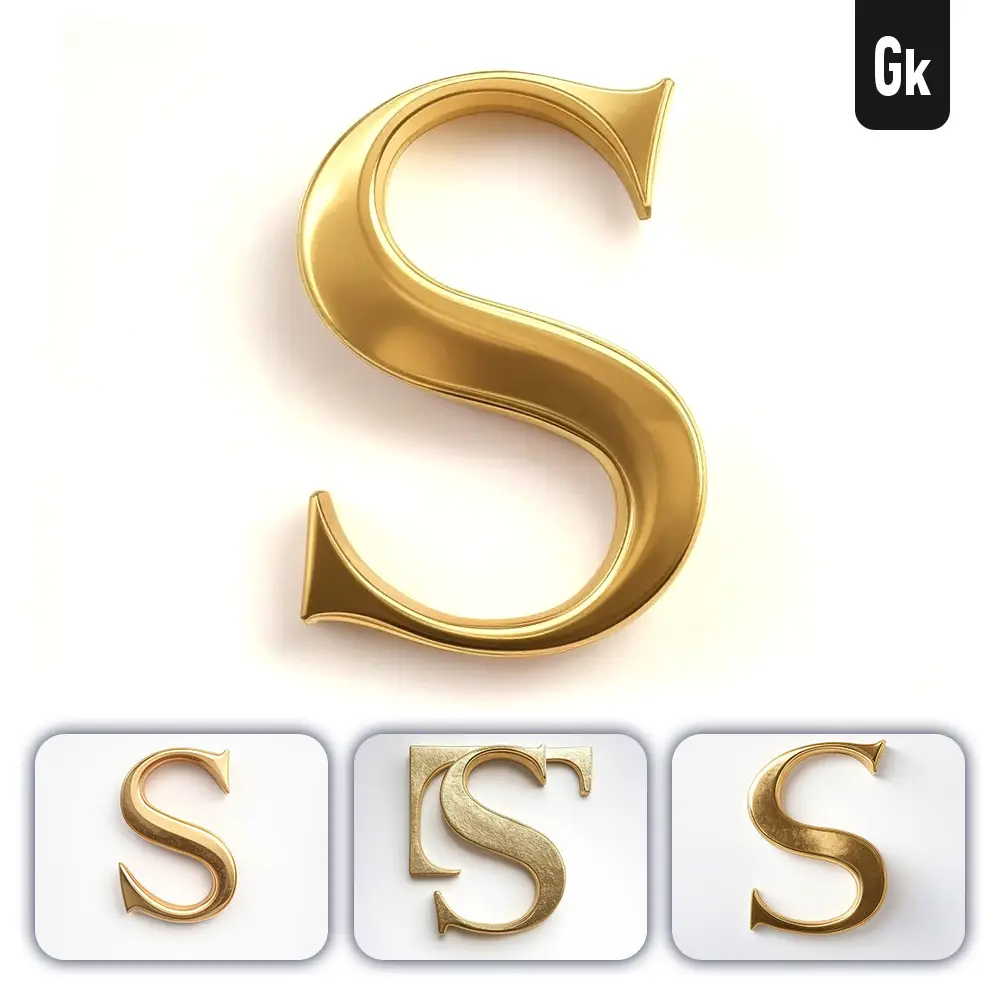 Grok Prompt S Letter Logo 3d Rendering Gold Golden Metal