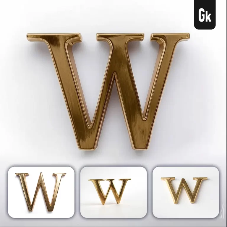 grok prompt W letter logo 3D rendering gold golden metal