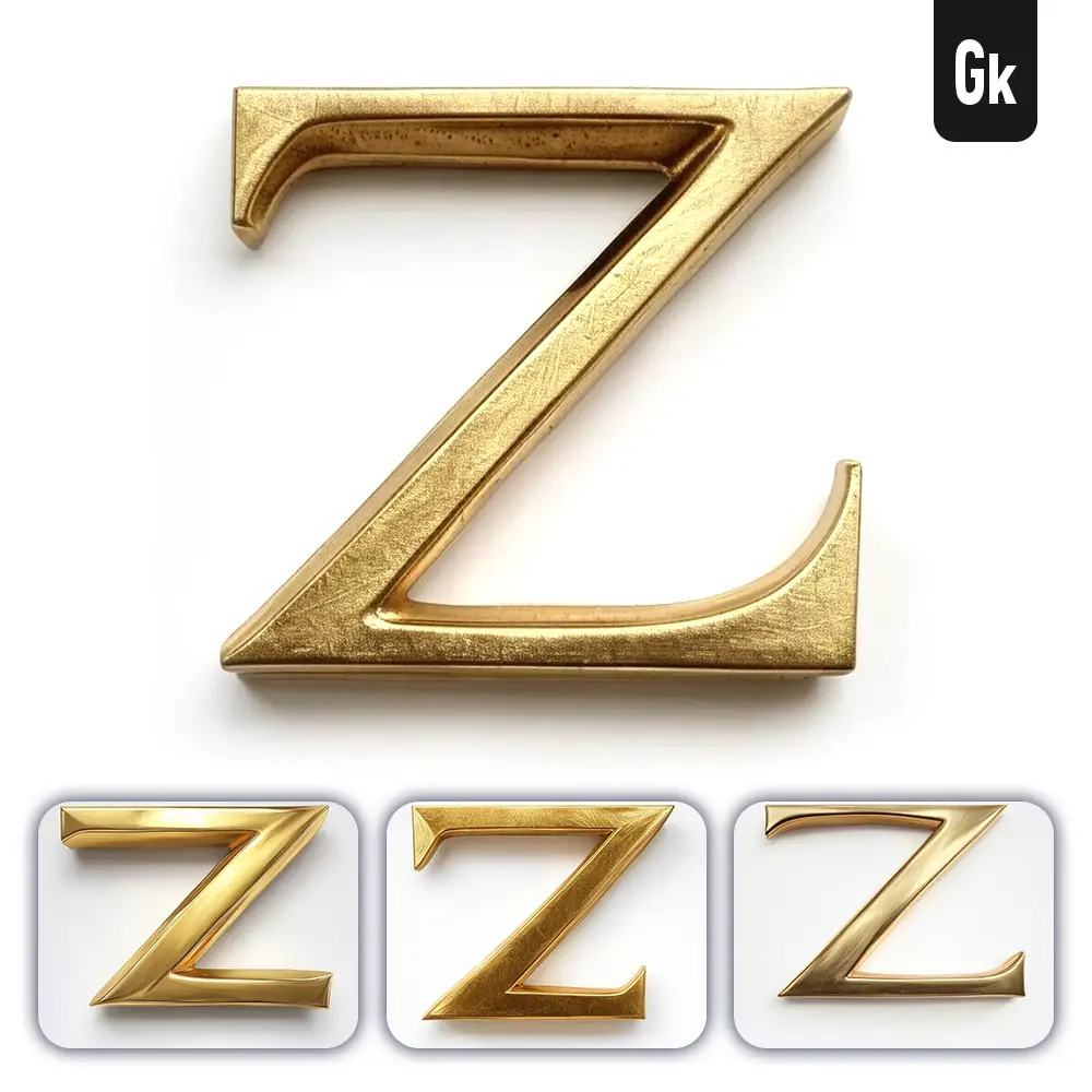 Grok Prompt Z Letter Logo 3d Rendering Gold Golden Metal