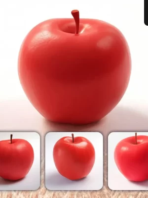 Grok Prompt Apple 3d Rendering Icon Cartoon Simple Model Fruit