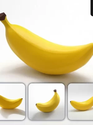 Grok Prompt Banana 3d Rendering Icon Cartoon Simple Model Fruit