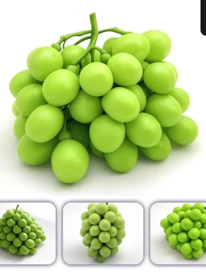 Grok Prompt Bunch Green Grapes 3d Rendering Icon Cartoon Simple Model Fruit