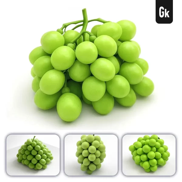 Grok Prompt Bunch Green Grapes 3d Rendering Icon Cartoon Simple Model Fruit