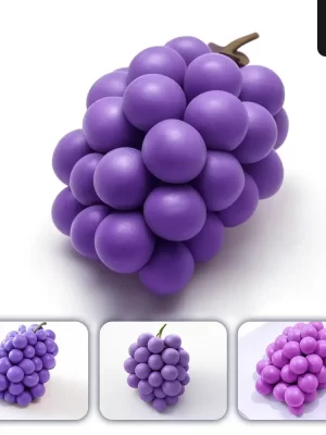 Grok Prompt Bunch Purple Grapes 3d Rendering Icon Cartoon Simple Model Fruit