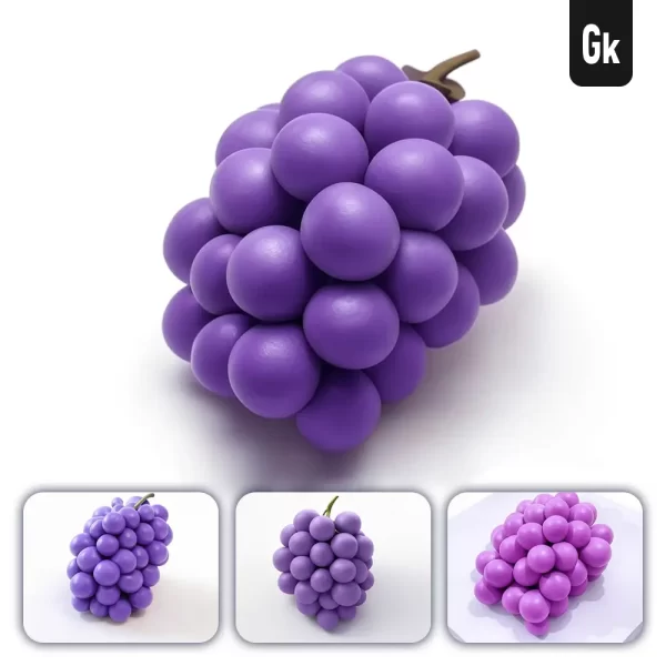 Grok Prompt Bunch Purple Grapes 3d Rendering Icon Cartoon Simple Model Fruit