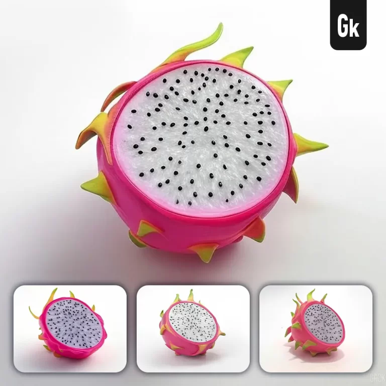 grok prompt dragon fruit dragonfruit 3D rendering icon cartoon simple model