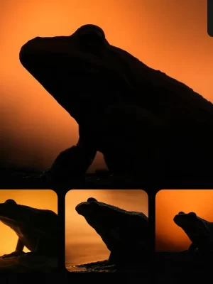 Grok Prompt Frog Side Orange Yellow Silhouette Photography Close Up