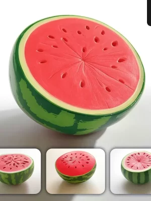 Grok Prompt Half Watermelon 3d Rendering Icon Cartoon Simple Model Fruit