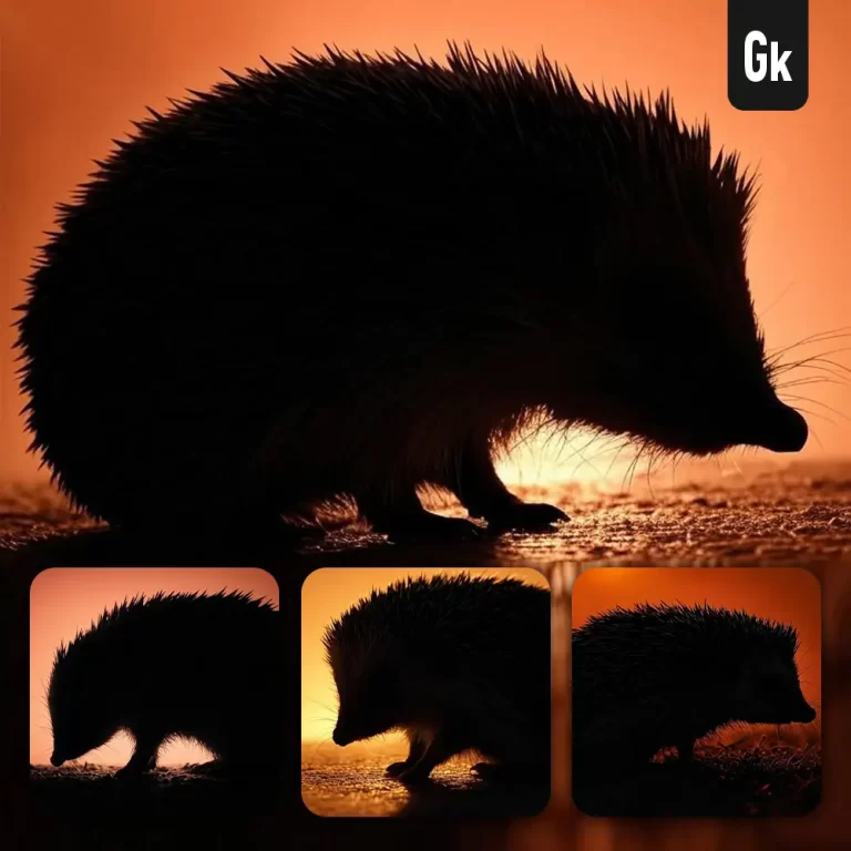 grok prompt hedgehog side orange yellow silhouette photography close up