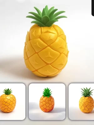 Grok Prompt Pineapple 3d Rendering Icon Cartoon Simple Model Fruit