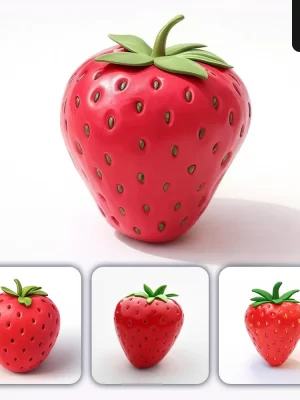 Grok Prompt Strawberry 3d Rendering Icon Cartoon Simple Model Fruit