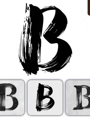 Ideogram Prompt B Letter Chinese Brush Stroke Black Ink Hand Drawing Vector