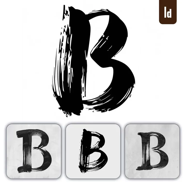 ideogram prompt B letter Chinese brush stroke black ink hand drawing vector