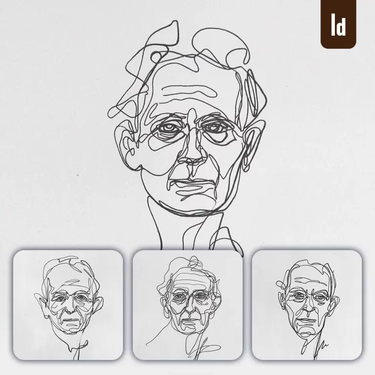 ideogram prompt face head line black ink sketch contour drawing art