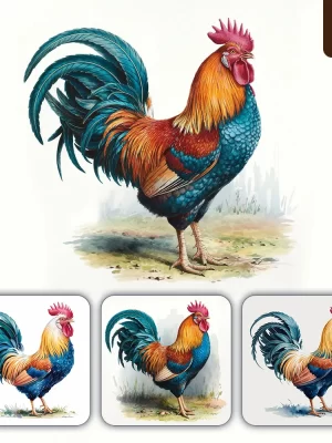 Ideogram Prompt Rooster Watercolor Illustration Art Painting Drawing Art