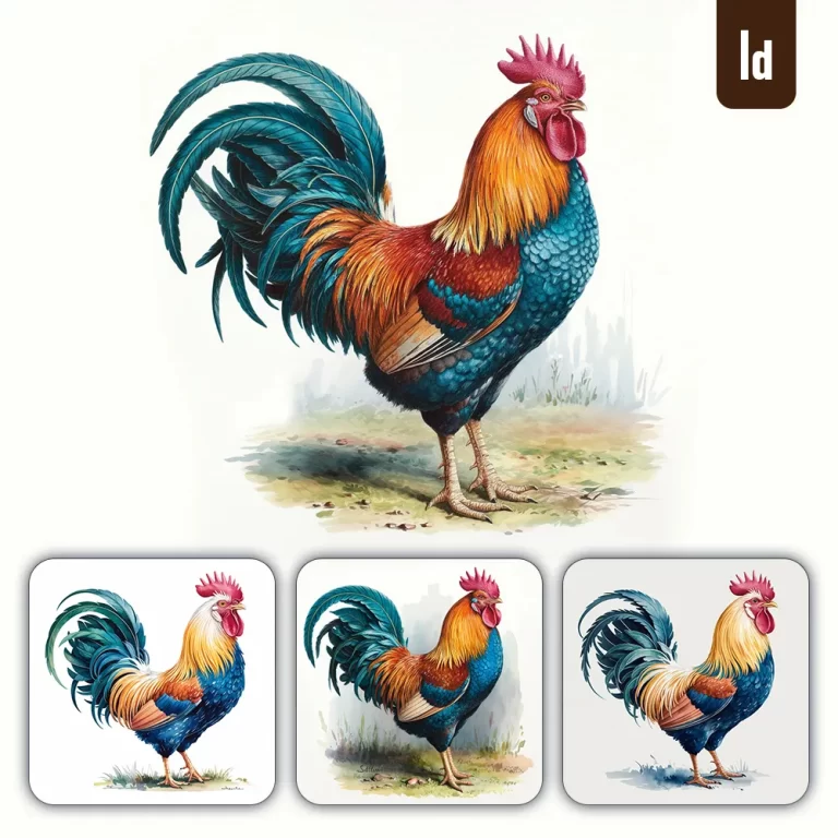 ideogram prompt rooster watercolor illustration art painting drawing