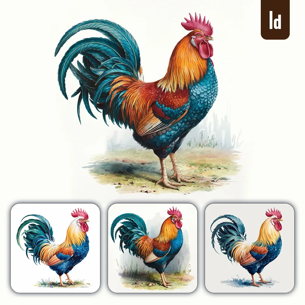 Ideogram Prompt Rooster Watercolor Illustration Art Painting Drawing Art