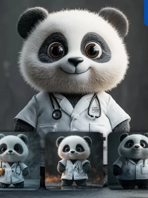 Midjourney Prompt Panda Doctor Popmart Blindbox 3d Cartoon