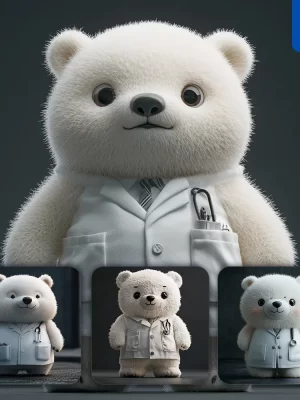 Midjourney Prompt Polar Bear Doctor Popmart Blindbox 3d Cartoon