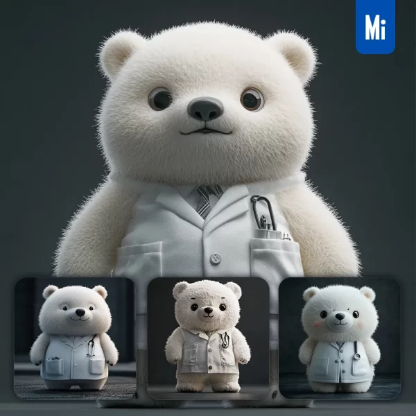 Midjourney Prompt Polar Bear Doctor Popmart Blindbox 3d Cartoon