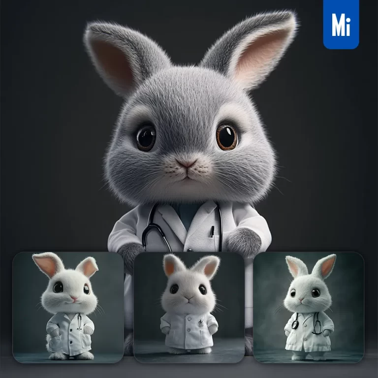 midjourney prompt rabbit bunny doctor popmart blindbox 3D cartoon